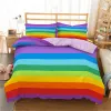 Rainbow Printing Bedding Set Colorful Stripe Comforter Cover Soft Bedding Set Twin King Queen Size 2/3pcs Polyester Quilt Cover