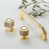 KKFING Europäischer Luxus -Diamantkristallgriff Hellgold Zink Legierung Küchenschrankknopf und Griff Schubladenknöpfe Hardware