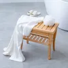 Sgabello da bagno in bambù anti-skid a due strati in gravidanza femmini