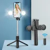 Sticks Mini Selfie Stick Ring Light Tripode Con Luz Lamp Para Movil LED PALO Extensible Bluetooth Celuar Lamparas anillo Statyw Téléphone