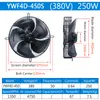 Ventola assiale del rotore esterno da 250 W YWF4E/4D-450S Ventole del condensatore 220/380V