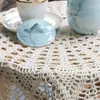 Tkanina stołowa ręcznie wykonana w stylu vintage biała okrągła koronkowa obrus wytłoczony miękki materiał idealny do sypialni do salonu jadalnia