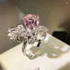 Anelli a grappolo 925 argento di alta qualità zircone rosa
