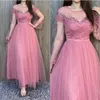 Party Dresses Long Beads Elegant Evening For Women Tulle A-Line O-Neck Ankle-Length Gala Special Events Luxury Vestidos 2024