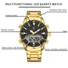 Montre-bracelets Wwoor Top Luxury Original Sports Tour de bracelet pour hommes Quartz en acier étanché