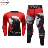 Boxing MMA Rashguard Jiu Jitsu T Shirts +Pants MMA Shorts BJJ Kickboxing Sportwear Suits Men Muay Thai Fighting Gym Tights