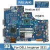 Moderboard Pentium 997 för Dell Inspiron 3521 Laptop Motherboard CN0YN8TC 0YN8TC LA9104P SR0V5 DDR3 Notbok Mainboard Full testad