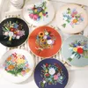 DIY Flower Mönster Tryckt broderi Kit broderi Hoop Cross Stitch Needwork Handgjorda Sewing Art Craft Målning Heminredning