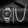 Wristwatches Silver Watches For Men Luxury Fashion Design Stainless Steel Watch Quartz Men's Gift Montre Homme Relogio Masculino No Box