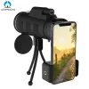Lens 40X60 Zoom Monocular Telescope Scope for Smartphone Camera Camping Hiking Fishing with Compass Phone Clip Tripod