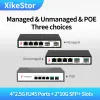 Anahtarlar Xikestor 6port L2 Yönetilen Yönetilmeyen Poe Ethernet Ağ Anahtarı 2.5G RJ45 Ports 10G SFP+ Yuvalar Switch Fansız Fiş ve Oynat