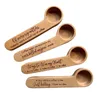 Misurazione del caffè Scoop 2in1 in legno inciso e clip borse cucine cucchiaio cucchiaio di colore durevole 240410