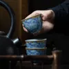 Boutique retro blauwe en witte keramiek Gaiwan Chinees Handgemaakte huishouden PUER Kung Fu Tea Set Tea Ceremonie Accessoires Drinkware