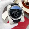Klassische Luxus Uhr Chronograph Männer Watch Stoppwatch Sapphire Silberblau Leder Sport Limited White Dial Waterfof Armbanduhren Designer Mode