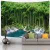 Bambuswald und Taube Wandteppich Wand Hanging Boho minimalistische Kunst Botanische Landschaft Ästhetische Raumdekoration