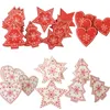 10pc 5cm Red Heart Star Bell Snowflake Christmas Ornaments Pendant Natural Wood Christmas Hanging Confetti Xmas Tree Decorations