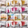 Aquarelle de taies d'oreiller Paris Pouteaux Tower Lovers Oreiller pour le salon Lit canapé canapé décor d'oreiller couvercle de couvercle