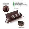 CONTACT'S FAMILY Leather 4 Slots Watch Roll Case Watch Holder Travel Organizer Display Handmade Accessory Jewelry Box Gift