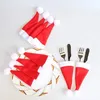 1/5 / 10pcs Christmas Santa Lollipops Candy Small Hat Drink Bottle Mini Santa Claus Hat Chapeau Nouvel An décorations de table cadeau