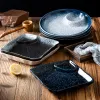 Boulettes japonaises avec plat à la vapeur à la vapeur avec du vinaigre croustilles en céramique plat créatif monte