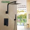 Yanksmart badkamer mat zwart 8''10''12''16 '' wand gemonteerde doucheset