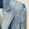 Damespakken Modern Blazers 2024 In bovenkleding Dames Elegante metalen Lion's Head Buckle Denim Suit jas Spring