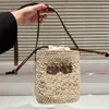 Kvinna mini halm axelpåsar designer hink väska crossbody tote väska mode kvinnor kor kropp lyx hinkar totes 5a 2024