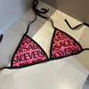 Top 10A Bikini Swimwear Swimpak Dames Badpak Set Swimsuit Triangle Bikini Bading Pak Frans Retro Maillot de Bain Letter Print Beach Drag Vakantie sexy roze