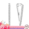 Hoop Earrings Unusual Cubic Zircon Triangle For Girls Teens Women Silver Color Ear Buckles Christmas Jewelry Gift