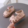 First Walkers Summer Children's Sandals Girl Sweet Flower Elegant Princess Causal Flat Fashion Kids Hollow-out Walking Shoes Hook Loop