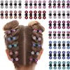 6pc Baby Girls Hair Claw Clips Crystal Rimestones Tiny Hair Clips Colored Flower Hair frange Pin pour enfants