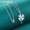 Hanger kettingen Chshine 925 Sterling Silver Lucky Clover Pendant 16-30 ketting voor dames bruiloft Banquet Charm Jewelry 240410