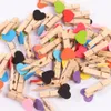 10pcs/lot 3.5*0.7cm Mini Heart Love Wooden Clips DTY Craft Supplies Wood Clips for Photo Paper Peg Postcard Clips Wedding Decor