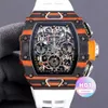Les hommes regardent les nouvelles montres mécaniques de bracelet RM11-03 kv mouvement saphir miroir en verre cristallin en céramique socle de sangle de caoutchouc naturel de haute qualité
