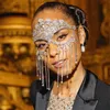 Kristall -Strass -Katzen -Katze Eye Fringe Mardi Gras Masquerade Ball Mask Lady Cosplay Bauch Tanz Schmuck Halloween Spielzubehör