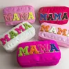 Mama Preppy Corduroy Seyahat Kozmetik Koruma Çantası Yumuşak Makyaj Depolama Tuvalet Çantası Kadınlar için 240329