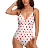 Dames badkleding zwart witte polka dot print zwempak trendy moderne kunst uit één stuk stijlvol badpak sexy v nek bodysuit strandkleding strandkleding