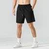 Heren shorts yjkvur 2024 zomer casual met zakken elastische tailleband snel dry droge actieve gym gym lopen sporten