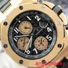 AP Moissanite Muñeco Reloj Royal Oak Offshore Series 26470or Black Panel de 18k Rose Gold Mechanical Mensic Mens Reloj 42 mm