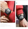 Montre-bracelets Binbond Brand Men Watch Dominering Barrel Miroir courbe Hollow Sports Silicone Quartz Wristwatch B8577