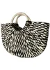 Totes Andra väskor Forest Style Paper Woven Half Moon Bag Black and White Beach H240410