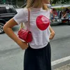 T-shirts pour femmes Summer Summer Sorcy Casual Tops Numéro Impression graphique T-shirt Round Neck Streetwear