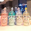 560 ML Kawaii Bubble Tea Water Bottle With Straw Cap Strap Cute Girl Student Pearl Milk Tea Plastic Bottle For Boba Drink Cups