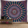 Indian Hippie Bohemian Psychedelic Golden Blue Peacock Wall Wall Apped Bianchestraggio Golden Blue, parete di arazzi regina