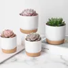 Small White Ceramic Planter Mini Flower Containers Indoor with Drainage Hole for Succulents or Cactus -Large/Small Au19 21