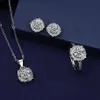 Elegant Lab Diamond Jewelry Set 925 Sterling Silver Party Wedding Rings oorbellen ketting voor vrouwen beloven Moissanite Jewelry2770