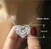 Fashion Heart 925 Silver Necklace Pendant for Women White Sapphire Jewelry Gift5445284