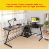 Lésion de bureau en L Bureau d'angle de bureau d'ordinateur en bois à angle droit PC Table ordinateur portable Home Furniture Gaming Study Table Steel Cadre