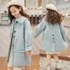 Crianças meninas Coats Outerwear Winter Girls Jackets Woolen Trench Long Teenagers Roupos quentes roupas crianças roupas para 8 10 12 14 anos