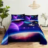 Blauwe kosmische sterrenhemel 0,9/1.2/1.5/1.8/2.0m beddengoed digitale print polyester bed platte vel met kussensloopafdruk beddengoedset